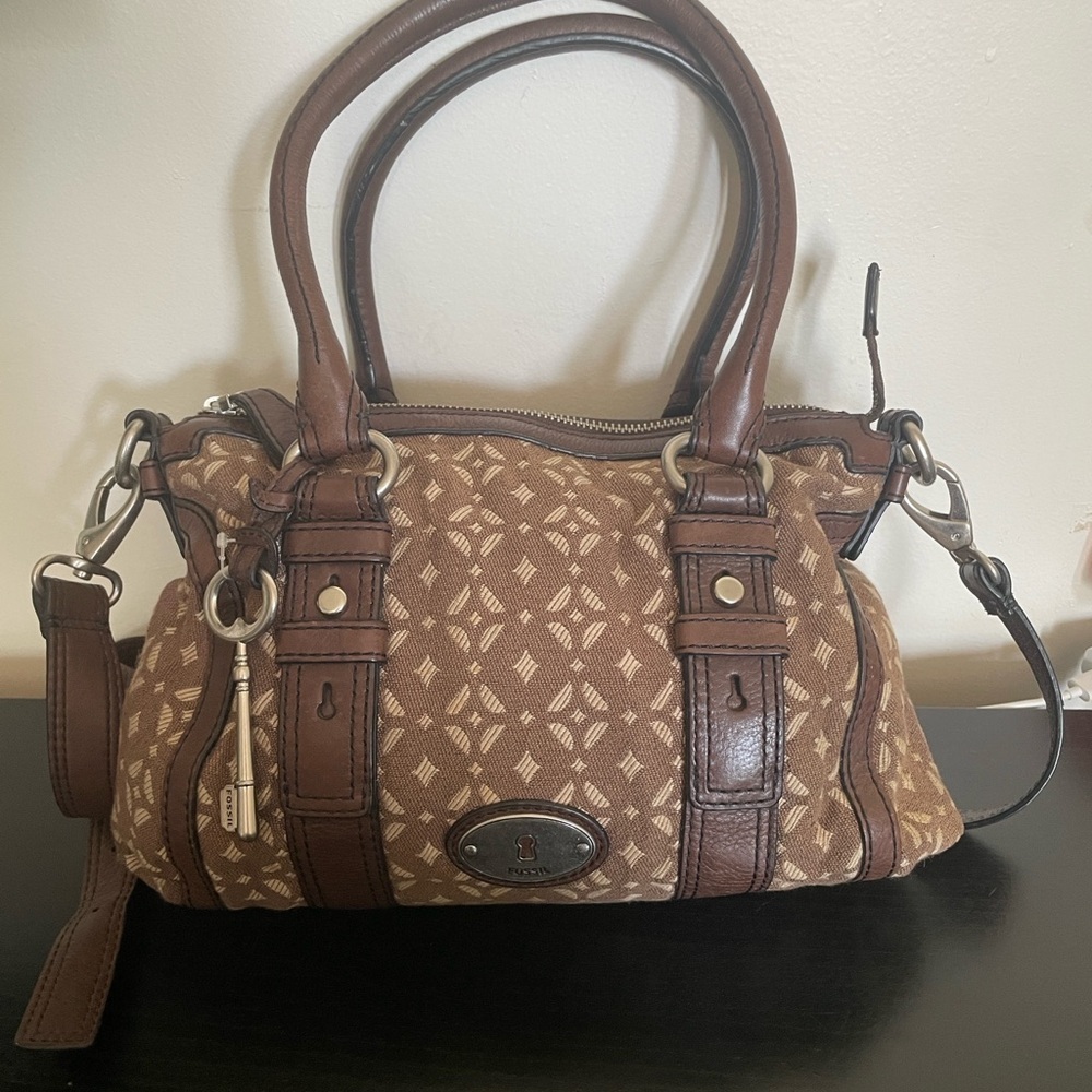 Vintage Fossil Maddox Canvas Leather Doctor's Bag